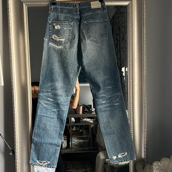 90s vintage high rise tapered / straight leg distressed blue jeans 25 - Picture 2 of 16